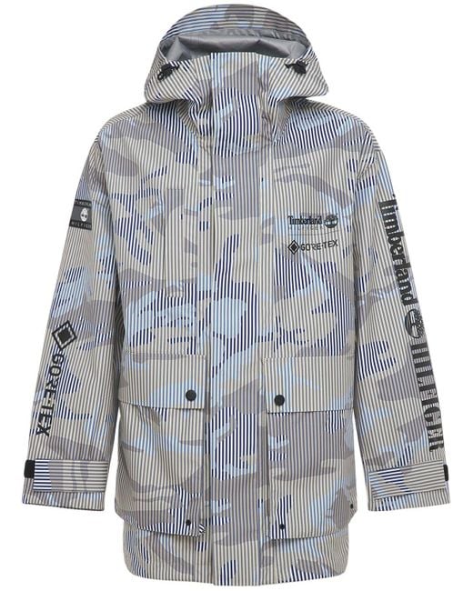 TOMMY HILFIGER x TIMBERLAND Blue Recycled Gore-tex Cargo Camo Parka for men