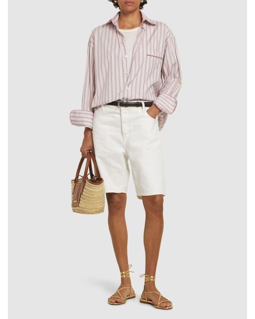 Femme Short Taille Mi-Haute En Denim The Leisure FRAME en coloris White