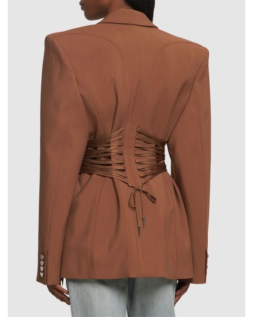 Veste oversize cintrée avec laçage Mugler en coloris Brown