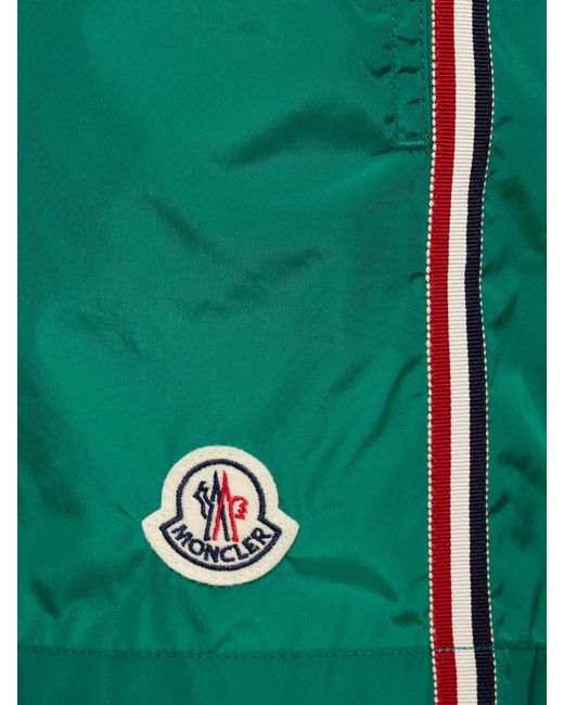 Moncler Green Logo Nylon Swim Shorts for men