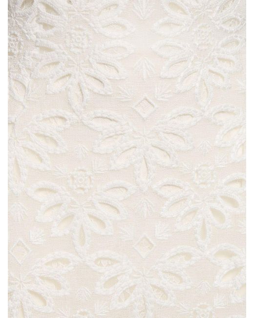 Ermanno Scervino White Embroidered Jersey Strapless Midi Dress