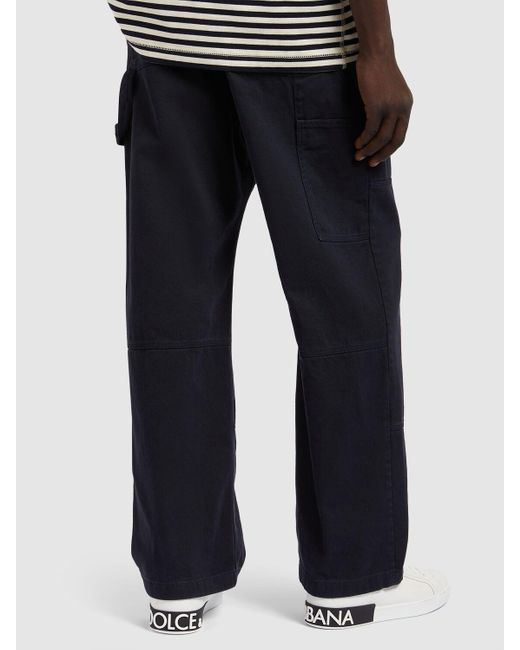 Dolce & Gabbana Blue Wide Cotton Gabardine Worker Pants for men
