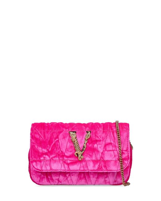 Bolso de terciopelo acolchado de Versace de color Rosa | Lyst