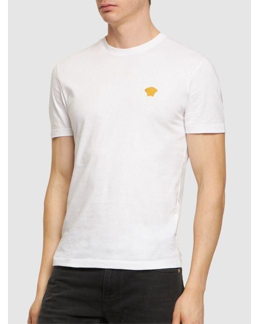 Versace T-shirt Aus Baumwolljersey Mit Medusendruck in White für Herren