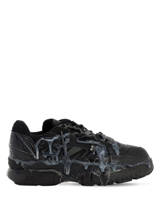 Maison Margiela Black Fusion Leather And Mesh Trainers for men