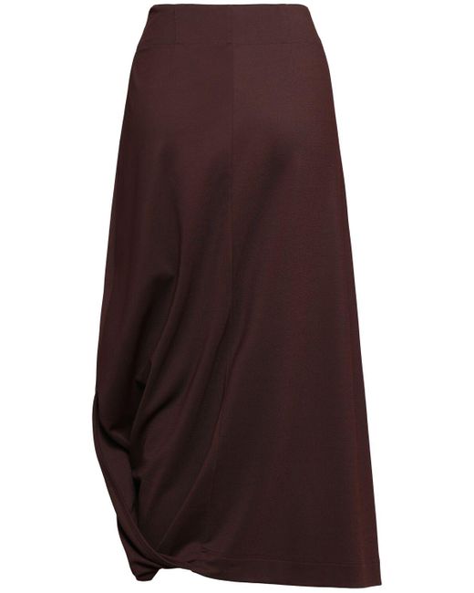 Lemaire Silk Viscose Interlock Twisted Hem Skirt Red