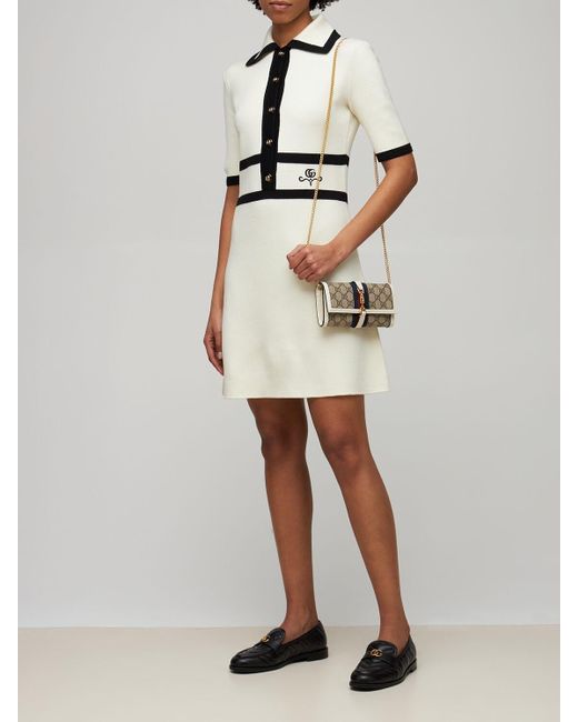 Gucci Wool Jacquard Mini Dress - Lyst