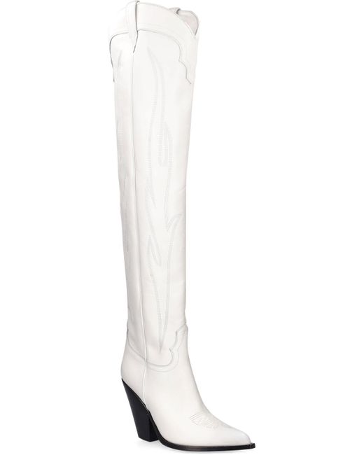Sonora Boots White 90mm Hohe Overkneestiefel Aus Leder "hermosa"