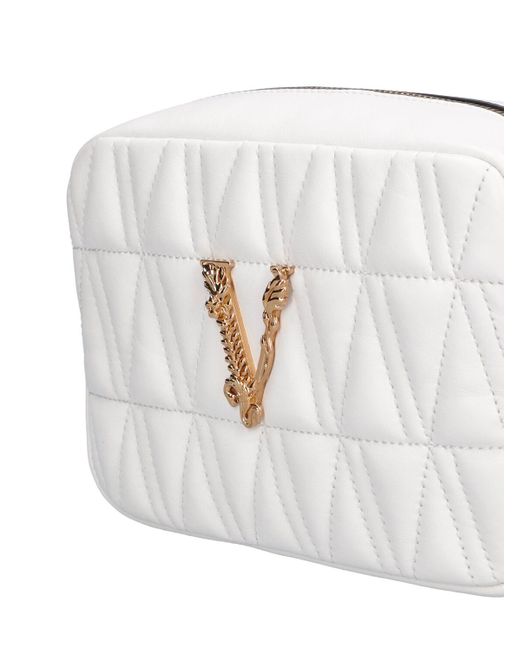 Versace White Kameratasche Aus Gestepptem Leder