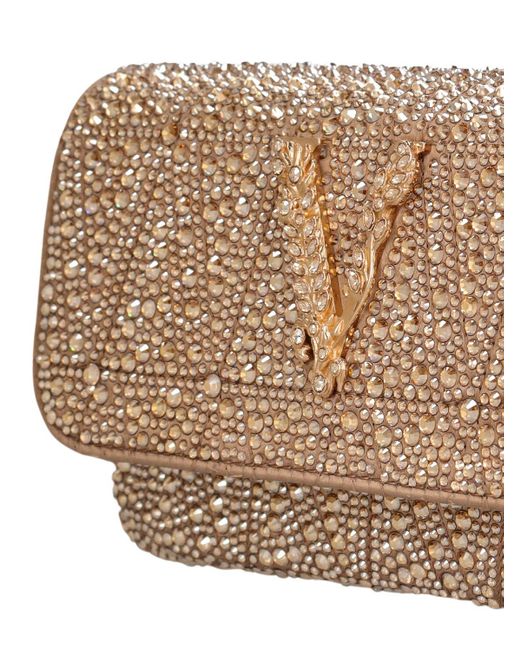 Versace Natural Mini Crystal Shoulder Bag W/logo