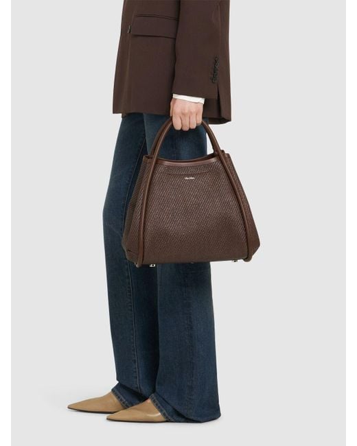 Max Mara S Summer Marin Raffia Effect Tote Bag Brown