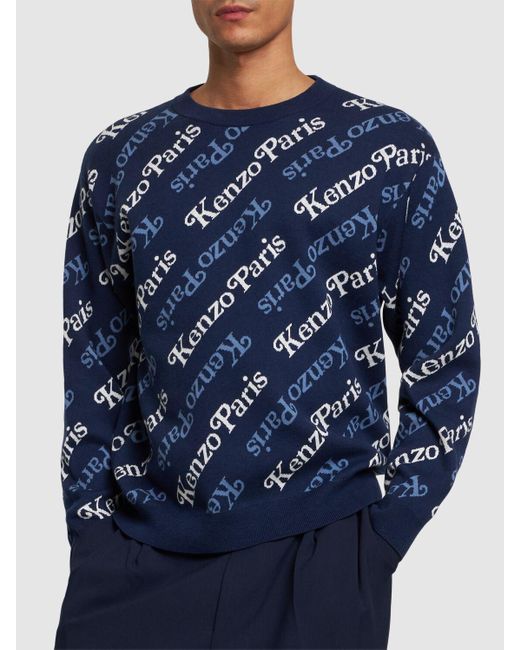 KENZO Strickpullover Aus Baumwollmix "kenzo By Verdy" in Blue für Herren