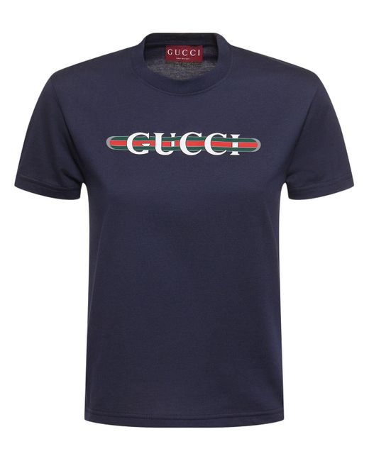 Gucci Blue New 70s Cotton Jersey T-shirt