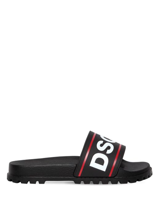 Dsquared | Shoes | Rock Slide Pvc Sliders in Black FSM001301500001_2124 | John Anthony