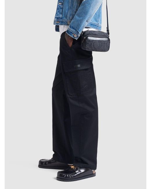 Versace Black Small Jacquard Canvas Crossbody Bag for men