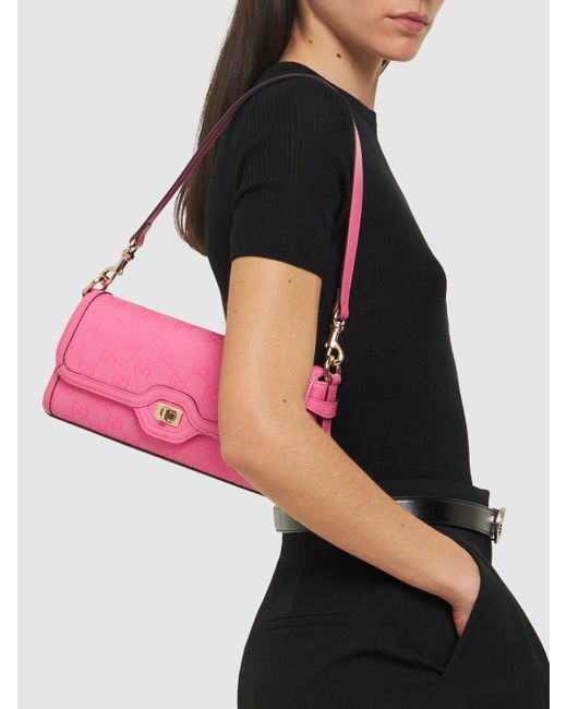 Petit sac porté épaule en toile luce Gucci en coloris Pink
