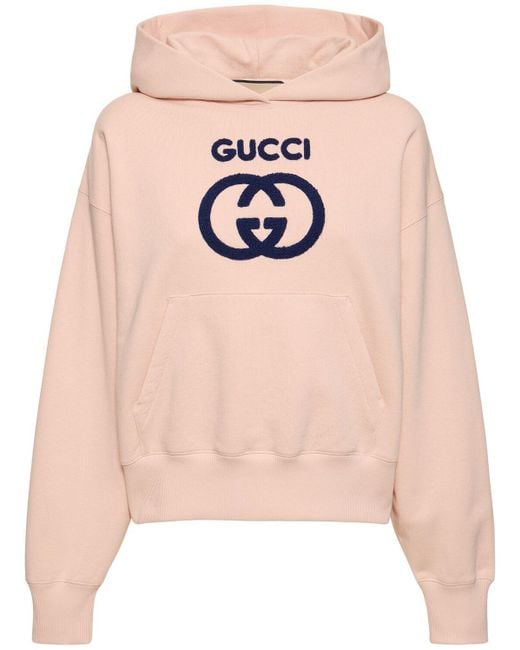 Gucci Pink Cotton Jersey Sweatshirt With Embroidery