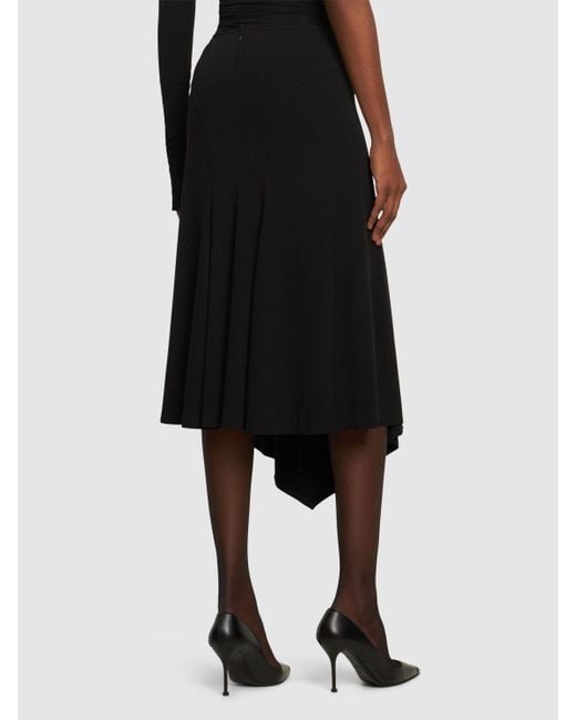 Mugler Black Logo Jersey Cutout Midi Skirt