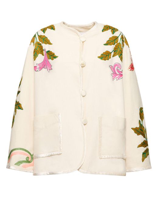 Forte Forte Natural Musa Embroidered Cotton Blend Twill Coat