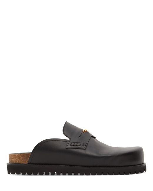 Versace Black Leather Mules for men