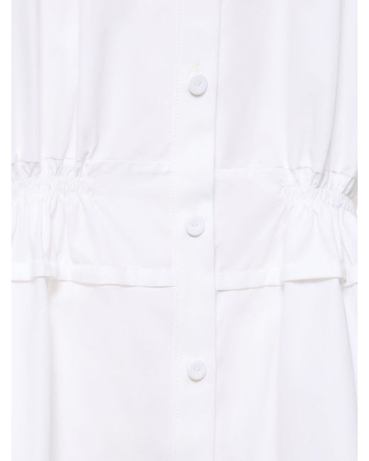 Vestido camisero midi de popelina de algodón Jil Sander de color White