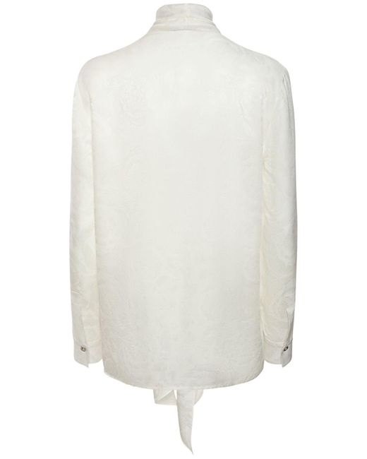 Versace White Barocco Silk Blend Jacquard Shirt