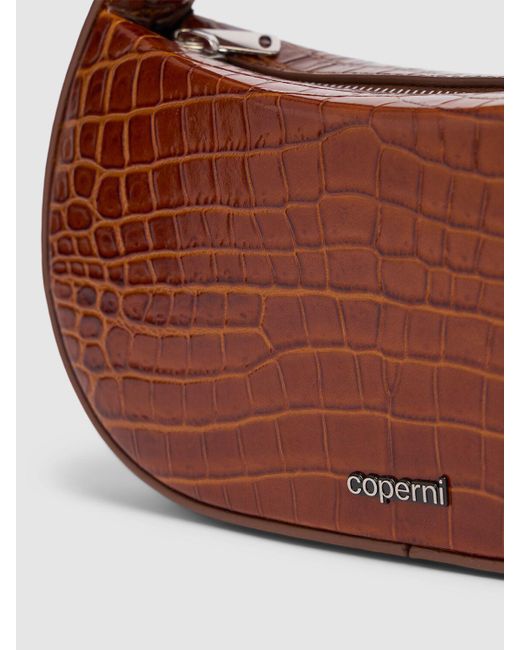 Coperni Brown Small Sound Swipe Croc Embossed Bag