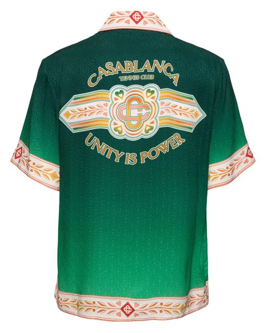 Casablancabrand Green Unity Is Power Print Silk S/s Shirt for men