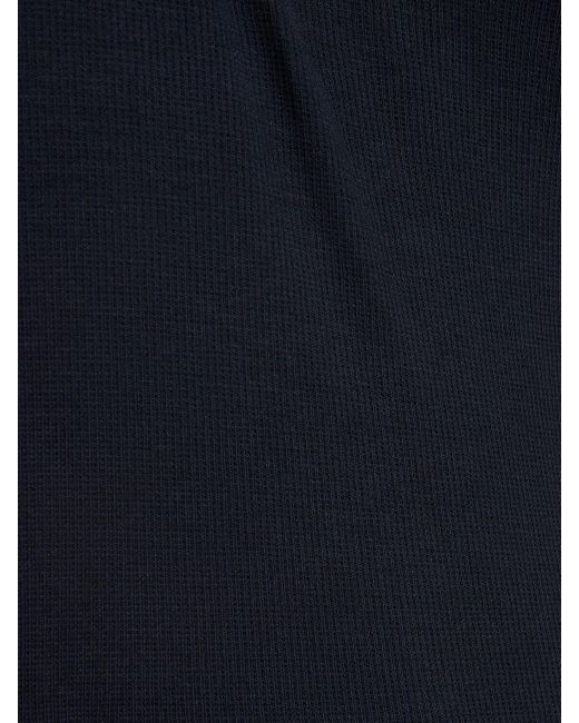 Valentino Blue Cotton Ribbed Jersey Midi Dress