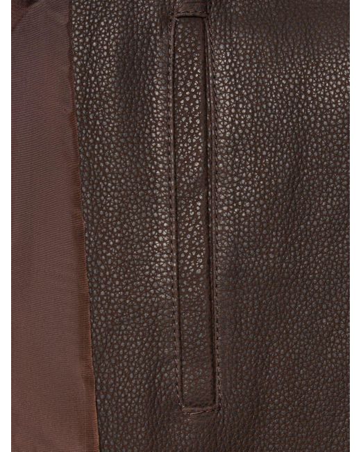 Manokhi Brown Mireia Double Breasted Leather Coat