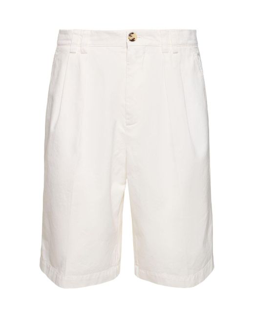 Shorts in cotone tinto di Brunello Cucinelli in White da Uomo