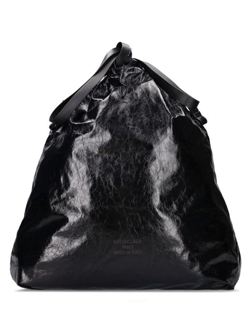 Grand sac en cuir trash bag Balenciaga pour homme en coloris Black