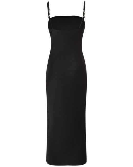 Versace Black Satin & Lace Midi Dress