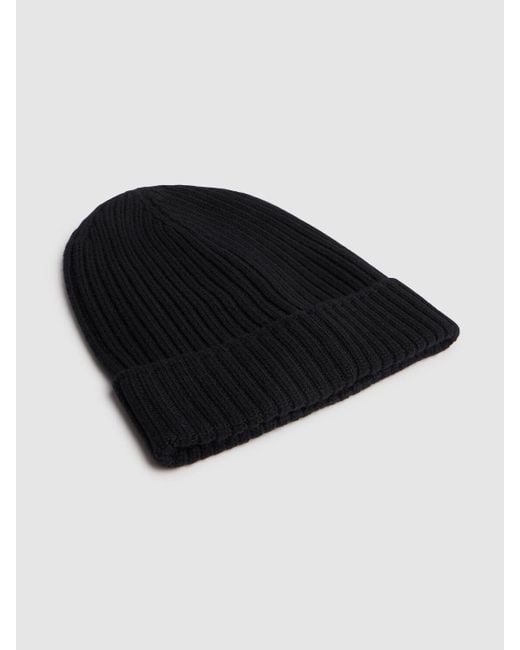 メンズ Moncler ロゴコットンビーニー Black