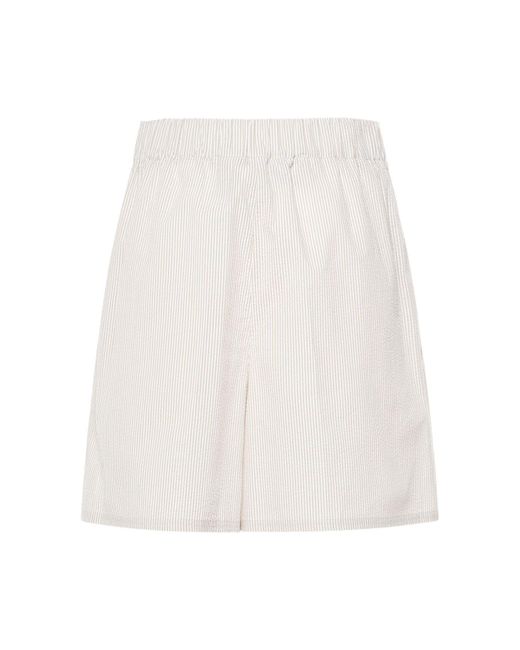 Max Mara White Canale Seersucker Cotton Shorts