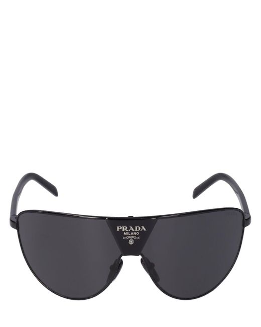 Prada Black Catwalk Pilot Metal Sunglasses for men