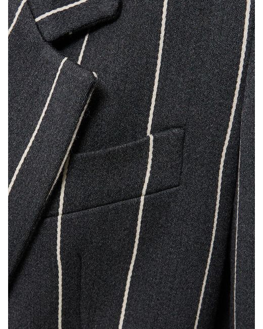 Alessandra Rich Black Pinstripe Light Wool Tailored Jacket