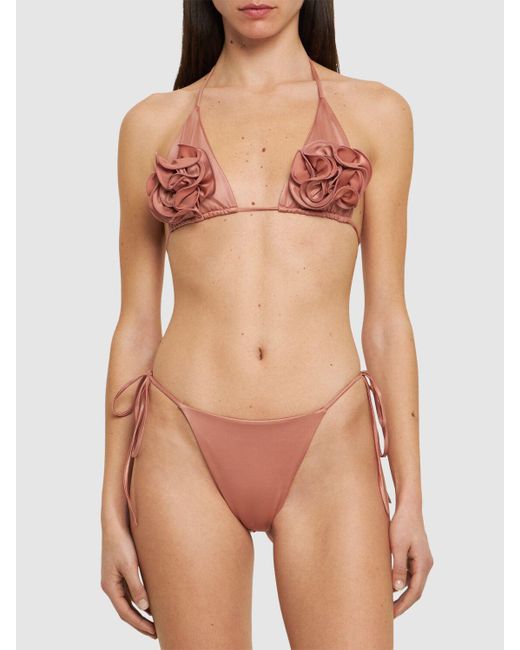 Magda Butrym Pink Lycra 3d Flower Bikini Top