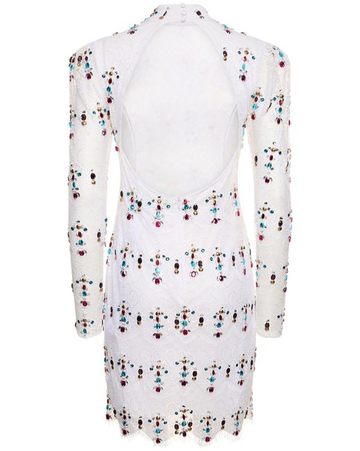 PATBO White Hand-embellished Lace Mini Dress