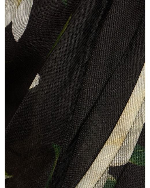 Robe courte imprimée en lin et soie harmony Zimmermann en coloris Black