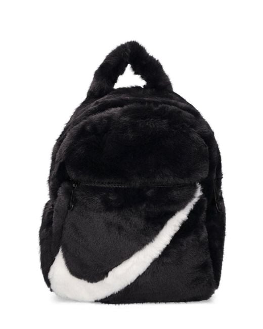 Nike Black Swoosh Faux Fur Mini Backpack