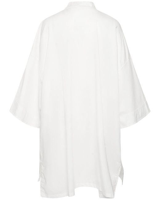 Yohji Yamamoto White Oversize Cotton Twill Long Shirt