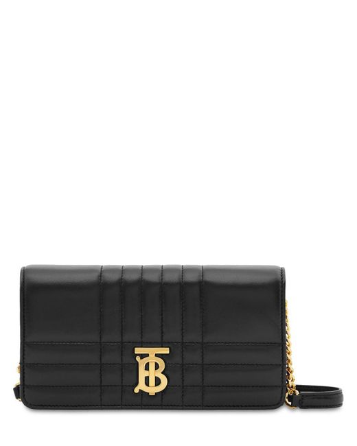 Burberry Lola Quilted Leather Chain Wallet in Black | Lyst