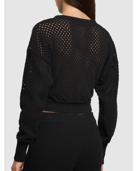 ANDREADAMO Black Kurzer Pullover Aus Baumwollmischung Im Netzstrick