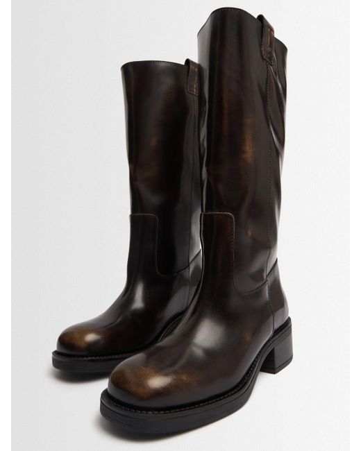 Alohas Black Damen 40Mm Hohe Lederstiefel „Sajan“