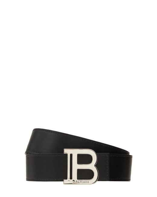 Balmain 3.5cm B Buckle Leather Belt in Black for Men | Lyst