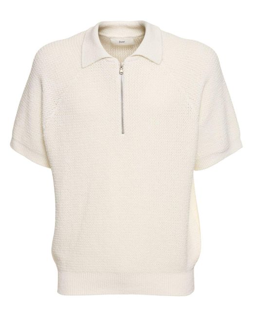 DUNST White Collared Half-zip Knit Polo for men