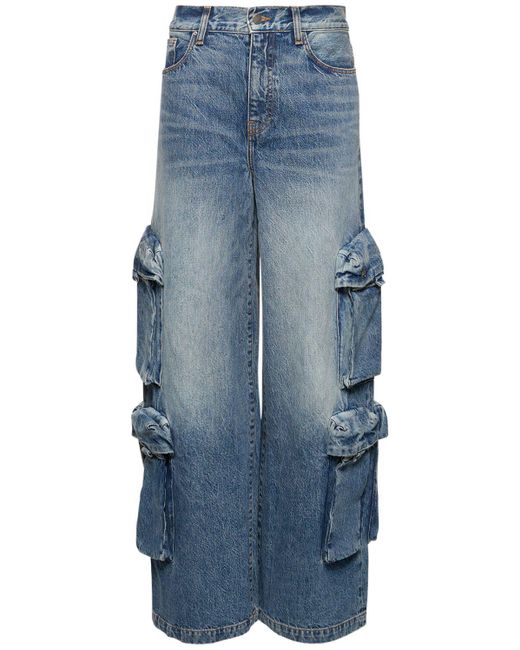 Jeans cargo larghi in denim di cotone di Amiri in Blue