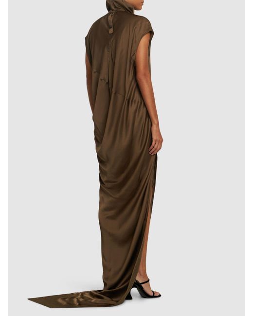 Rick Owens Brown Damen Langes Kleid Mit Seitlichem Schlitz „Edfu T“