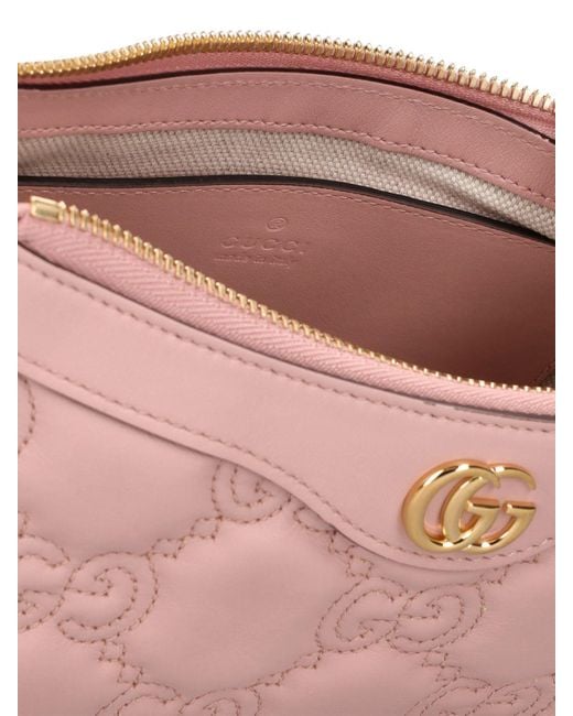 Borsa in pelle matelassé gg di Gucci in Pink